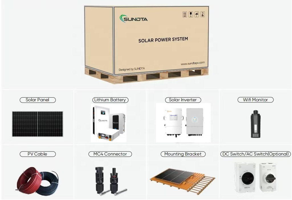 Bulk Price Sundta 12Kw Hybrid Solar Energy Storage System Monocrystalline Silicon 25Kw Residential Battery System for Home Use