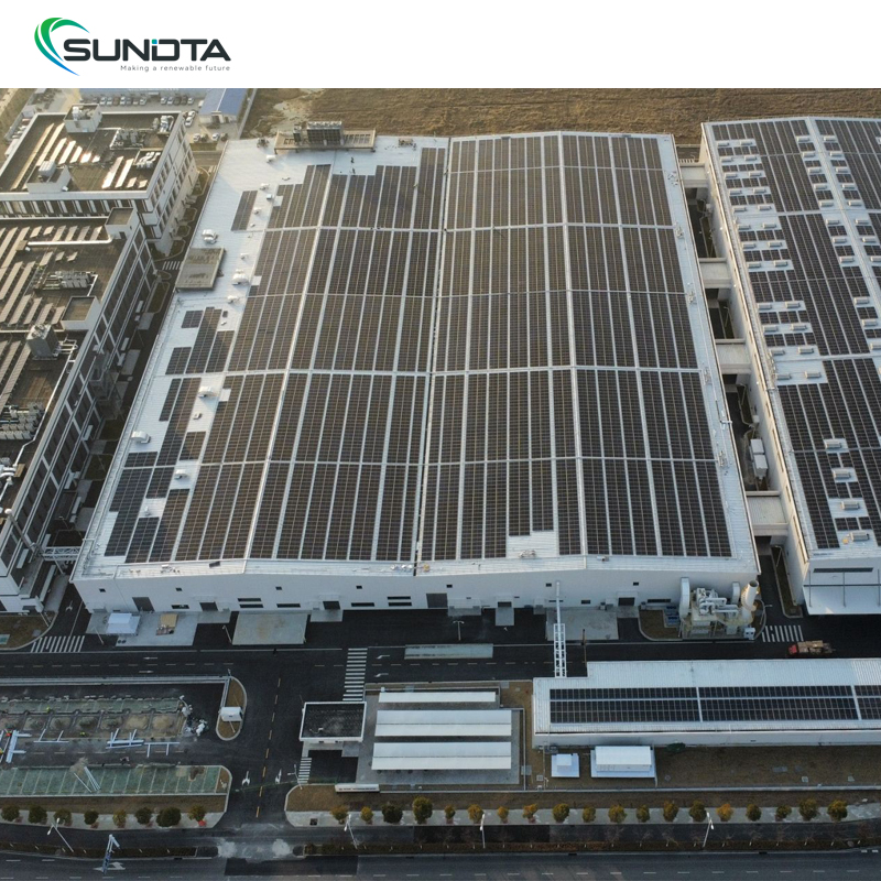 Factory Price SUNDTA 500W-595W Black Glass Bifacial PV Module 23.03% Efficiency Half-Cut PERC Solar Panel for Home Energy System